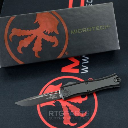 Picture of MICROTECH HERA II MINI S/E RECURVE OTF, AUTOMATIC KNIFE, BLACK, 3 INCH, BLACK BLADE, 1705M-1T