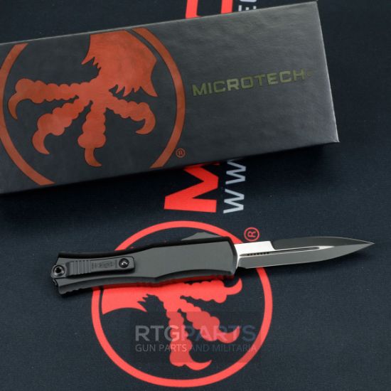 Picture of MICROTECH HERA II MINI D/E BAYONET OTF, AUTOMATIC KNIFE, BLACK, 3 INCH, STANDARD, 1701M-1T