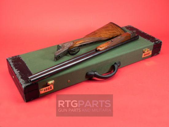 Picture of EAST GERMAN SIMSON SIDE BY SIDE 12GA, BOXLOCK W/ SIDEPLATES, ENGRAVED, 1977 , CASE