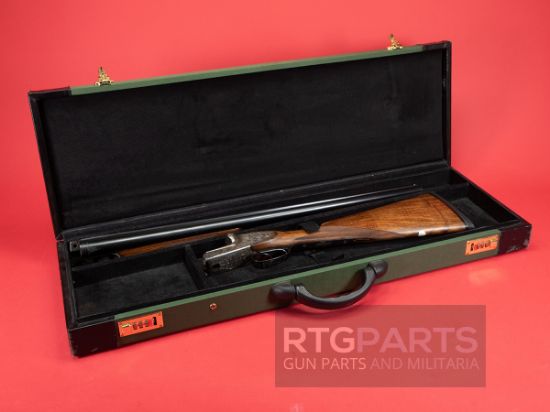 Picture of EAST GERMAN SIMSON SIDE BY SIDE 12GA, BOXLOCK W/ SIDEPLATES, ENGRAVED, 1977 , CASE