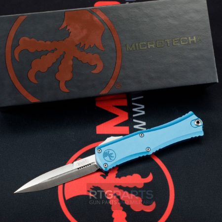 Picture of MICROTECH HERA II MINI D/E BAYONET OTF, AUTOMATIC KNIFE, BLUE, 3 INCH, SATIN, 1701M-4BL
