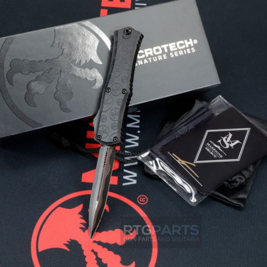 Microtech Hera II Mini, Marfione Select, Claw Burst, Deep Engraved, Coppermai Damascus, OTF, Automatic Knife, 3 Inch,  Dagger, Titanium Clip, Hard Cut DLC Hardware, 100% Made in the USA, 1702M-16MS4