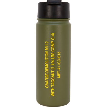 Mission First Tactical, M112 Demolition Charge Drinkware, Water Bottle, 16 oz, Tumbler, Green, MFT, 810099432411, ALT-DM112-16, RTG Parts