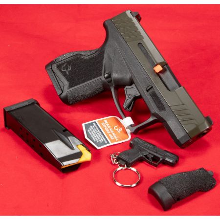 Taurus USA, GX4, Striker Fired, Semi-automatic, Polymer Frame Pistol, Compact, 9MM, 3" Barrel, Matte Finish, Black Frame, Military Green Slide, Adjustable Sights, (2)-11rd Magazines, FFL-TAURUS-1GX4M93B
