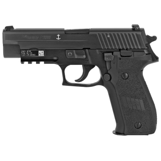 Sig Sauer, P226, MK-25, Engraved Anchor, Full Size, 9MM, 4.4" Barrel, Alloy, Nitron Finish, Black, Polymer Grips, SIGLITE Night Sights, Decocker,Engraved w/USN Anchor, Navy SEAL, Three 15rd Magazines, 798681450695, FFL-SIG-MK-25, RTG Parts