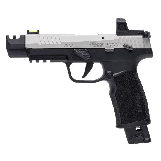 Sig Sauer, P322 Comp, Semi-automatic, Single Action Only, Compact, 22 LR, 4" Barrel, Compensator, Clear Anodized Finish, Silver Frame, Black Frame, ROMEO Zero Red Dot, Fiber Optics Sights, Manual Safety, 2 Magazines, 20rd & 25rd, 798681683888, FFL-SIG-322C-T-COMP-RXZE, RTG Parts