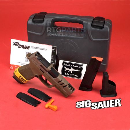 Sig Sauer, P365, XMacro, Striker Fired, Semi-automatic, Polymer Framed Pistol, Sub-Compact, 9MM, 3.1" Barrel, Sand Cerakote Finish, XRAY3 Day/Night Sights, Optic Ready, Two 17rd mags, Compensated, Cut Slide, 810105519587, FFL-SG365XCA-9-SAND-SCT, RTG Parts