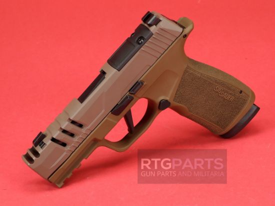 Sig Sauer, P365, XMacro, Striker Fired, Semi-automatic, Polymer Framed Pistol, Sub-Compact, 9MM, 3.1" Barrel, Sand Cerakote Finish, XRAY3 Day/Night Sights, Optic Ready, Two 17rd mags, Compensated, Cut Slide, 810105519587, FFL-SG365XCA-9-SAND-SCT, RTG Parts