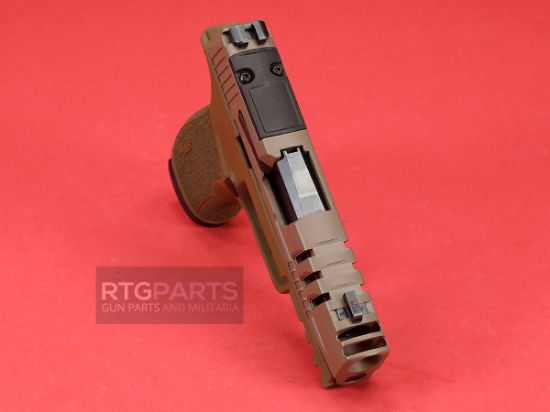 Sig Sauer, P365, XMacro, Striker Fired, Semi-automatic, Polymer Framed Pistol, Sub-Compact, 9MM, 3.1" Barrel, Sand Cerakote Finish, XRAY3 Day/Night Sights, Optic Ready, Two 17rd mags, Compensated, Cut Slide, 810105519587, FFL-SG365XCA-9-SAND-SCT, RTG Parts