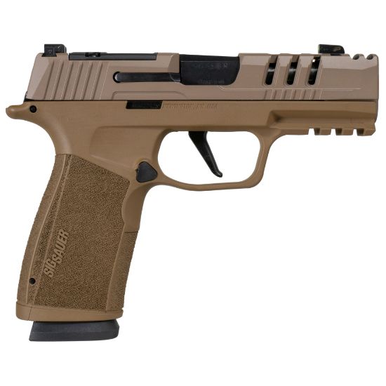 Sig Sauer, P365, XMacro, Striker Fired, Semi-automatic, Polymer Framed Pistol, Sub-Compact, 9MM, 3.1" Barrel, Sand Cerakote Finish, XRAY3 Day/Night Sights, Optic Ready, Two 17rd mags, Compensated, Cut Slide, 810105519587, FFL-SG365XCA-9-SAND-SCT, RTG Parts