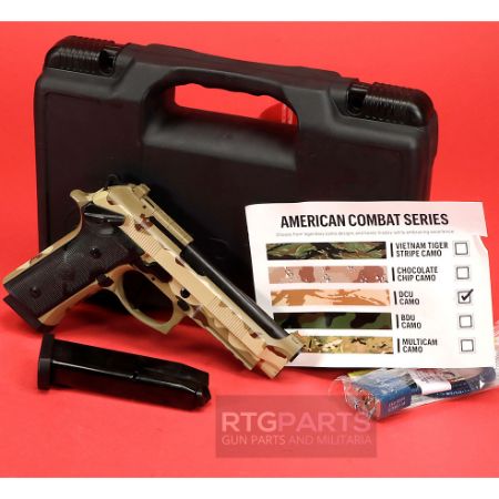 Beretta, 92XI, Combat, Single Action Only, Semi-automatic, Full Size, 9MM, 4.7" Barrel, Ambidextrous Manual Safety, Cerakote Finish, DCU Camo, 18 Rounds, 2 Magazines, 082442989273, FFL-BERETTA-SPEC0732A18, RTG Parts
