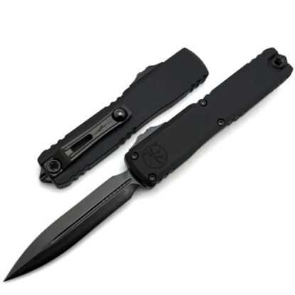 Microtech Ultratech Gen III Zero Blade Play, D/E OTF, Automatic Knife, DLC Shadow, (3.5 Inch), M390, Double Edge, Dagger, Made in the USA, 1122-1DLCTSH