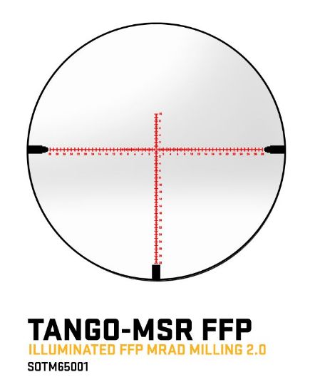 Sig Sauer, Tango MSR, Rifle Scope, 5-30X56mm, First Focal Plane, MRAD Illuminated Milling 2.0 Reticle, 56mm Objective, 34mm Main Tube, Matte Finish, Black, 0.1 MRAD Adjustment, Included Mount and Flip Lens Covers, 798681696260, SIG-SOTM65001, RTG Parts
