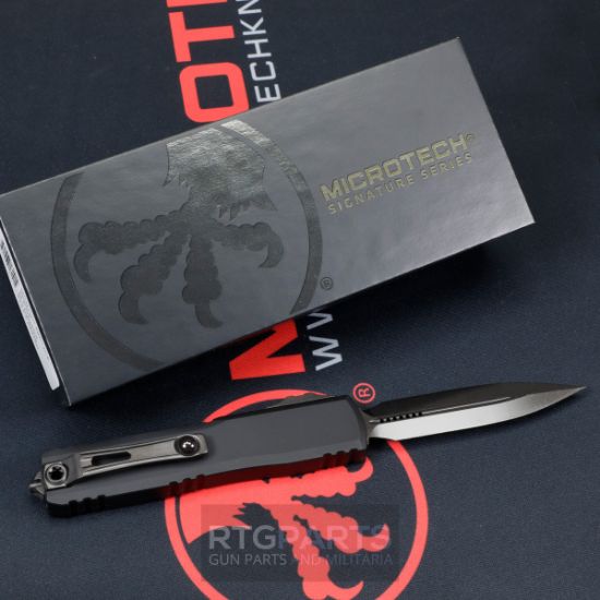 Picture of MICROTECH ULTRATECH GEN III ZBP OTF AUTOMATIC KNIFE, DLC SHADOW, 3.5" M390 D/E DAGGER, 1122-1DLCTSH