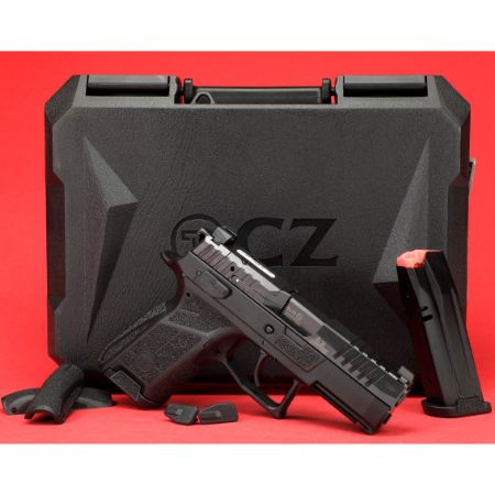 CZ, P-09C Nocturne, Compact, 9MM, 3.74" Barrel, Matte Finish, Black, Optics Ready Slide, Holosun K and RMS Footprint, Contrast Luminescent 3 Dot Sights, Manual Safety with Interchangeable Decocker, Two 15rd Magazines, 806703916606, FFL-CZ-91660, RTG Parts
