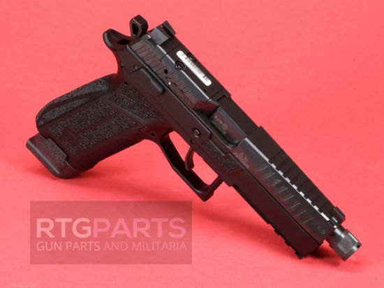 CZ, P-09F Nocturne, 9MM, Matte Finish, Black, Optics Ready Slide, Holosun K and RMS Footprint, Contrast Luminescent 3 Dot Sights, Manual Safety with Interchangeable Decocker, Two 21 Rounds Magazines, 806703916712, FFL-CZ-91671, RTG Parts