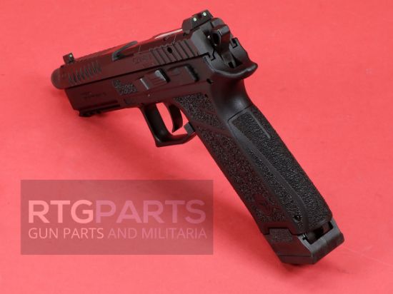 CZ, P-09F Nocturne, 9MM, Matte Finish, Black, Optics Ready Slide, Holosun K and RMS Footprint, Contrast Luminescent 3 Dot Sights, Manual Safety with Interchangeable Decocker, Two 21 Rounds Magazines, 806703916712, FFL-CZ-91671, RTG Parts