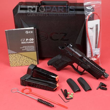 CZ, P-09C Nocturne, Suppressor Ready Threaded Barrel, Compact Size, 9MM, Black, Optics Ready Slide, Holosun K and RMS Footprint, Contrast Luminescent 3 Dot Sights, Manual Safety with Interchangeable Decocker, Two 17rd Magazines, 806703916613, FFL-CZ-91661, RTG Parts