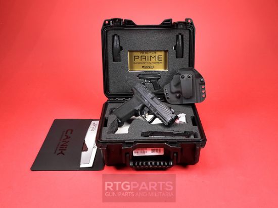 CANIK, METE MC9 Prime, Semi-automatic, Striker Fired, Compact, 9MM, 3.64" Barrel, Compensated Slide and Barrel with Blast Chamber, Night Sights, Optics Ready, Matte Finish, Black, Two 17rd Magazines, 787450948723, FFL-CANIK-HG8328-N, RTG Parts