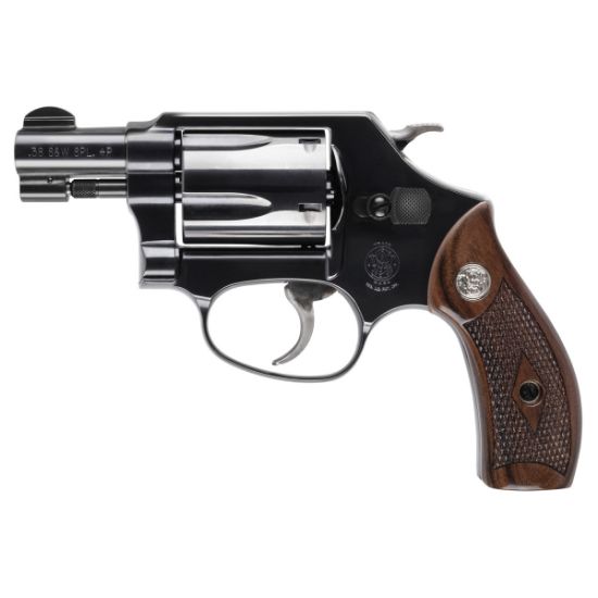 Smith & Wesson, Model 36 Classic, Double Action, Metal Frame Revolver, J-Frame, 38 Special +P, 1.88" Barrel, Carbon Steel, Blued Finish, Wood Grips, Fixed Sights, 5 Rounds, No Internal Lock, 022188900408, FFL-SW-14076, RTG Parts
