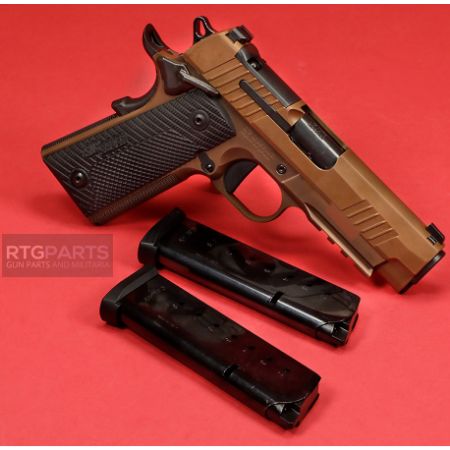 Sig Sauer, 1911 X Carry, Single Action Only, Semi-automatic, Commander Size, 45ACP, 4.25" Barrel, DLC Finish, Black and Coyote, Optics Ready, G10 Grips, XRay3 Day/Night Sights, Ambidextrous Safety, 8 Rounds, 2 Magazines, 798681688449, FFL-1911XCA-45-CXR3, RTG Parts