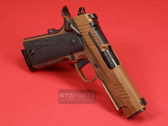 Sig Sauer, 1911 X Carry, Single Action Only, Semi-automatic, Commander Size, 45ACP, 4.25" Barrel, DLC Finish, Black and Coyote, Optics Ready, G10 Grips, XRay3 Day/Night Sights, Ambidextrous Safety, 8 Rounds, 2 Magazines, 798681688449, FFL-1911XCA-45-CXR3, RTG Parts