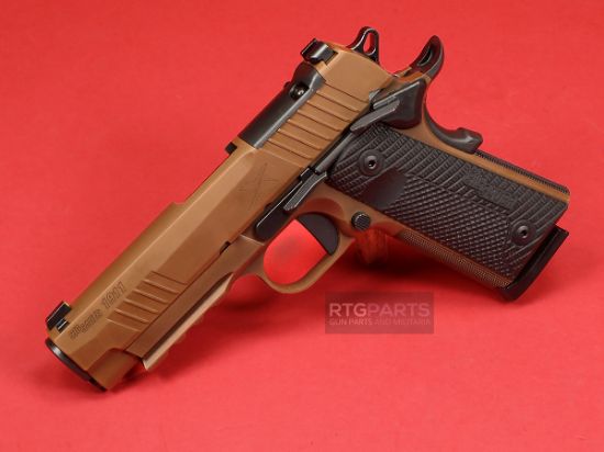 Sig Sauer, 1911 X Carry, Single Action Only, Semi-automatic, Commander Size, 45ACP, 4.25" Barrel, DLC Finish, Black and Coyote, Optics Ready, G10 Grips, XRay3 Day/Night Sights, Ambidextrous Safety, 8 Rounds, 2 Magazines, 798681688449, FFL-1911XCA-45-CXR3, RTG Parts