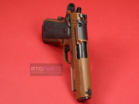 Sig Sauer, 1911 X Carry, Single Action Only, Semi-automatic, Commander Size, 45ACP, 4.25" Barrel, DLC Finish, Black and Coyote, Optics Ready, G10 Grips, XRay3 Day/Night Sights, Ambidextrous Safety, 8 Rounds, 2 Magazines, 798681688449, FFL-1911XCA-45-CXR3, RTG Parts