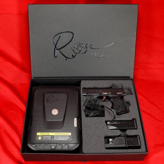 Sig Sauer, P365XL Rose, Sub-Compact, 9mm, 3.1" Barrel with Integrally Compensated Slide, Nitron Finish, Black with Rose Gold Controls and Engraving, SIGLITE Day/Night Sights, 12 Rounds, 2 Magazines, Optics Ready, Includes Rose Laser Engraved Grip Module, Rose Kit Including Vaultek Lifepod Pistol Safe, Dummy Rounds, and Quick Start Guide, 798681679973, FFL-SIG-365XL-9-ROSE-MS, RTG Parts