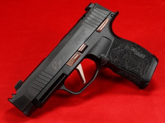 Sig Sauer, P365XL Rose, Sub-Compact, 9mm, 3.1" Barrel with Integrally Compensated Slide, Nitron Finish, Black with Rose Gold Controls and Engraving, SIGLITE Day/Night Sights, 12 Rounds, 2 Magazines, Optics Ready, Includes Rose Laser Engraved Grip Module, Rose Kit Including Vaultek Lifepod Pistol Safe, Dummy Rounds, and Quick Start Guide, 798681679973, FFL-SIG-365XL-9-ROSE-MS, RTG Parts