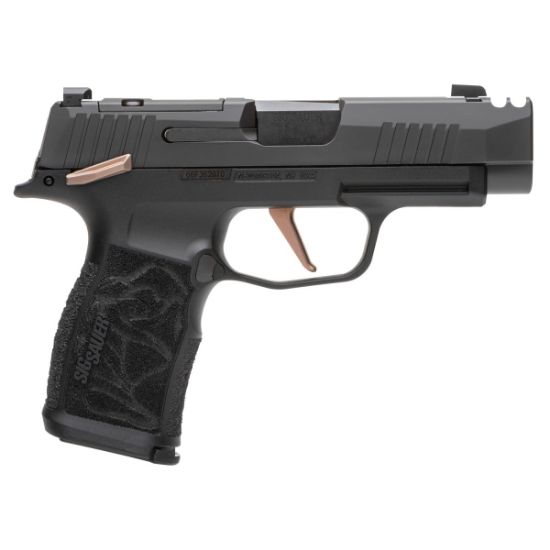 Sig Sauer, P365XL Rose, Sub-Compact, 9mm, 3.1" Barrel with Integrally Compensated Slide, Nitron Finish, Black with Rose Gold Controls and Engraving, SIGLITE Day/Night Sights, 12 Rounds, 2 Magazines, Optics Ready, Includes Rose Laser Engraved Grip Module, Rose Kit Including Vaultek Lifepod Pistol Safe, Dummy Rounds, and Quick Start Guide, 798681679973, FFL-SIG-365XL-9-ROSE-MS, RTG Parts