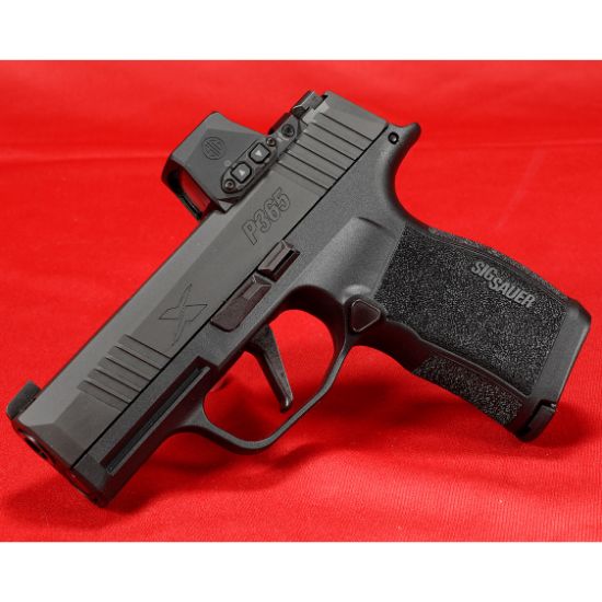 Sig Sauer, P365X, Striker Fired, Semi-automatic, Polymer Frame Pistol, Sub-Compact, 9MM, 3.1" Barrel, Nitron Finish, Black, XRAY3 Day/Night Sights, XSeries Flat Trigger, Romeo-X Compact Optic, 12 Rounds, 2 Magazines, 798681689385, FFL-SIG-365X-9-BXR3-RXX, RTG Parts