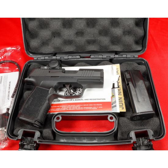 Sig Sauer, P365X, Striker Fired, Semi-automatic, Polymer Frame Pistol, Sub-Compact, 9MM, 3.1" Barrel, Nitron Finish, Black, XRAY3 Day/Night Sights, XSeries Flat Trigger, Romeo-X Compact Optic, 12 Rounds, 2 Magazines, 798681689385, FFL-SIG-365X-9-BXR3-RXX, RTG Parts