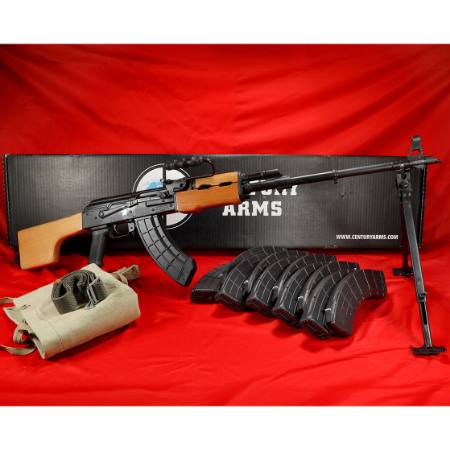 Century Romanian AES-10B2 7.62x39 Wood Stock, 21.5" Barrel, Bulged Trunnion, Bipod, Carry Handle, Club Foot Stock, Adjustable Rear Sight, Factory 30rd mag, 787450859401, RI4988N, FFL-CENTURY-AES-10B2, RTG Parts