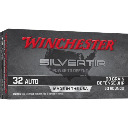 Winchester Ammunition, SILVERTIP, 32 Auto, 60 Grain, Jacketed Hollow Point, 50 Round Box, Subsonic, Werewolves, .32 ACP, 020892231566, AMMO-W32AST, RTG Parts
