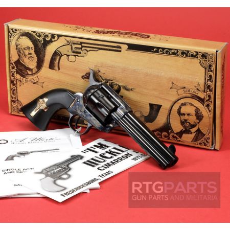 Cimarron, Holy Smoker, 3:10 To Yuma Revolver, Single Action, 45LC, 4.75" Barrel, Steel Frame, Case Hardened Finish, Fixed Sights, Gold Cross Black Grip, 6 Rounds