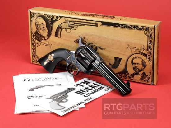 Cimarron, Holy Smoker, 3:10 To Yuma Revolver, Single Action, 45LC, 4.75" Barrel, Steel Frame, Case Hardened Finish, Fixed Sights, Gold Cross Black Grip, 6 Rounds