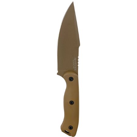KA-BAR Knives, Becker Harpoon, Fixed Blade Knife, 4.625" Blade Length, 9.375" Overall Length, Matte Finish, Bronze, Drop Point, Plain Edge, 1095 Cro-Van Steel, Brown Polymer Handle, Includes Celcon Sheath