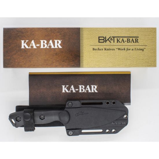 KA-BAR Knives, Becker Harpoon, Fixed Blade Knife, 4.625" Blade Length, 9.375" Overall Length, Matte Finish, Black, Drop Point, Plain Edge, 1095 Cro-Van Steel, Brown Polymer Handle, Includes Celcon Sheath, 6617717900181, GER-KABAR-BK18K, RTG Parts