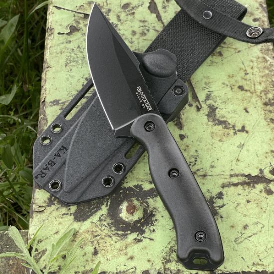 KA-BAR Knives, Becker Harpoon, Fixed Blade Knife, 4.625" Blade Length, 9.375" Overall Length, Matte Finish, Black, Drop Point, Plain Edge, 1095 Cro-Van Steel, Brown Polymer Handle, Includes Celcon Sheath, 6617717900181, GER-KABAR-BK18K, RTG Parts