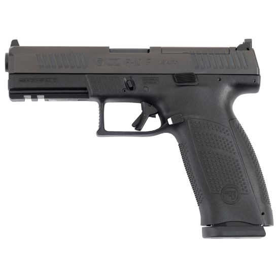 CZ, P-10 F, 45ACP, Striker Fired, Polymer Frame Pistol, Full Size, 4.5" Cold Hammer Forged Barrel, Nitride Finish, Black, White 3-Dot Sights, Optics Ready, Two 13rd Magazines, 806703915913, FFL-CZ-91591, RTG Parts