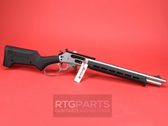 Marlin Firearms, 1895, Trapper, Lever Action Rifle, .45-70 Government, 16.17" Cold Hammer Forged Barrel, Threaded 11/16x24, Stainless Finish, Silver, Black Magpul ELG Stock and M-LOK Forend, Skinner Blade Front Sight, Skinner Adjustable Rear Sight, 5 Rounds, 736676709120, FFL-MARLIN-70912, RTG Parts