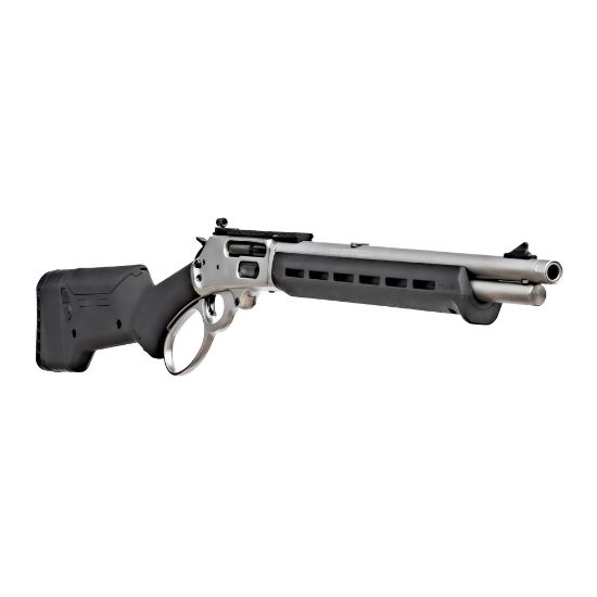 Marlin Firearms, 1895, Trapper, Lever Action Rifle, .45-70 Government, 16.17" Cold Hammer Forged Barrel, Threaded 11/16x24, Stainless Finish, Silver, Black Magpul ELG Stock and M-LOK Forend, Skinner Blade Front Sight, Skinner Adjustable Rear Sight, 5 Rounds, 736676709120, FFL-MARLIN-70912, RTG Parts