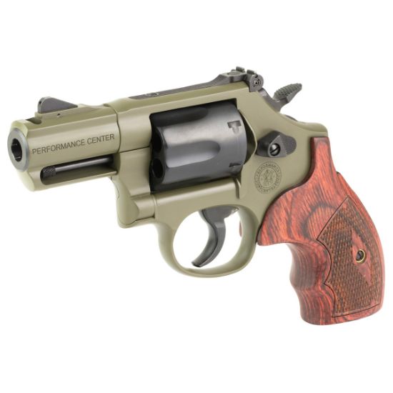 Smith & Wesson, Model 19 Carry Comp, Performance Center, DA/SA Revolver, 357 Magnum/38 Special, 2.5" PowerPort Barrel, Carbon Steel Frame, Cerakote Finish, Moss Green, Black Cylinder, Wood and Synthetic Grips, Front Night Sight, Adjustable Rear Sight, 6 Rounds, No-Lock, No Internal Lock, 022188901498, FFL-SW-14451, RTG Parts