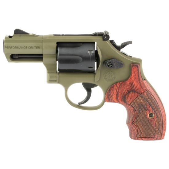 Smith & Wesson, Model 19 Carry Comp, Performance Center, DA/SA Revolver, 357 Magnum/38 Special, 2.5" PowerPort Barrel, Carbon Steel Frame, Cerakote Finish, Moss Green, Black Cylinder, Wood and Synthetic Grips, Front Night Sight, Adjustable Rear Sight, 6 Rounds, No-Lock, No Internal Lock, 022188901498, FFL-SW-14451, RTG Parts