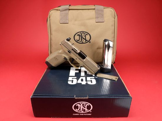FN America, FN 545 MRD, Semi-automatic, Striker Fired, Polymer Frame Pistol, Full Size, 45 ACP, 4.1" Barrel, Anodized Finish, Flat Dark Earth, Optic Height Sights, Optics Ready, Two 15rd Mags, 845737015725, FFL-FN-66-101388, RTG Parts