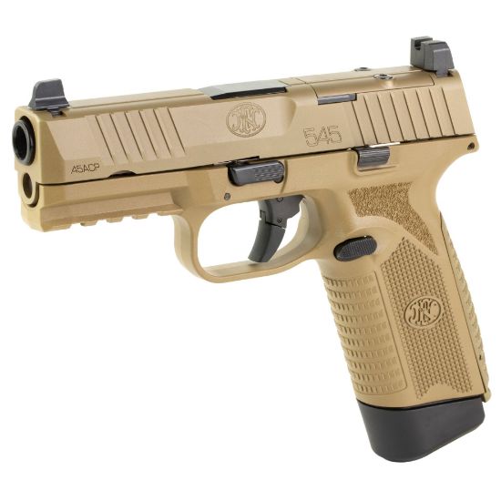 FN America, FN 545 MRD, Semi-automatic, Striker Fired, Polymer Frame Pistol, Full Size, 45 ACP, 4.1" Barrel, Anodized Finish, Flat Dark Earth, Optic Height Sights, Optics Ready, Two 15rd Mags, 845737015725, FFL-FN-66-101388, RTG Parts