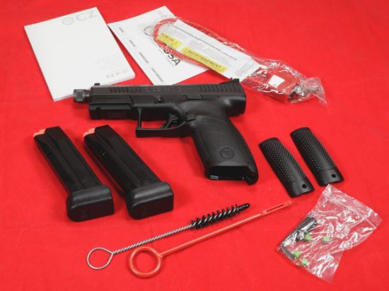 CZ, P-10 C Suppressor-Ready, Striker Fired, Semi-automatic, Polymer Frame Pistol, Compact, 9MM, 4.61" Barrel, Threaded Barrel - 1/2X28, Nitride Slide Finish, Black, 3 Interchangeable Backstraps, High Fixed Night Sights, Integrated Trigger Safety, 17 Rounds, 2 Magazine, Reversible Magazine Catch, 806703895338, FFL-CZ-89533, RTG Parts