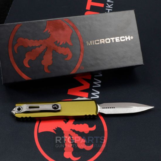 Picture of MICROTECH UTX-85 GEN III OTF AUTOMATIC KNIFE, OD GREEN, 3.125" M390 D/E DAGGER, APOCALYPTIC, 1232-10APOD