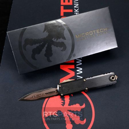 Picture of MICROTECH UTX-85 GEN III OTF, MARFIONE SELECT BAKER FORGE COPPERMAI DAMASCUS, 3.125" M390 D/E, 1232-16MS1